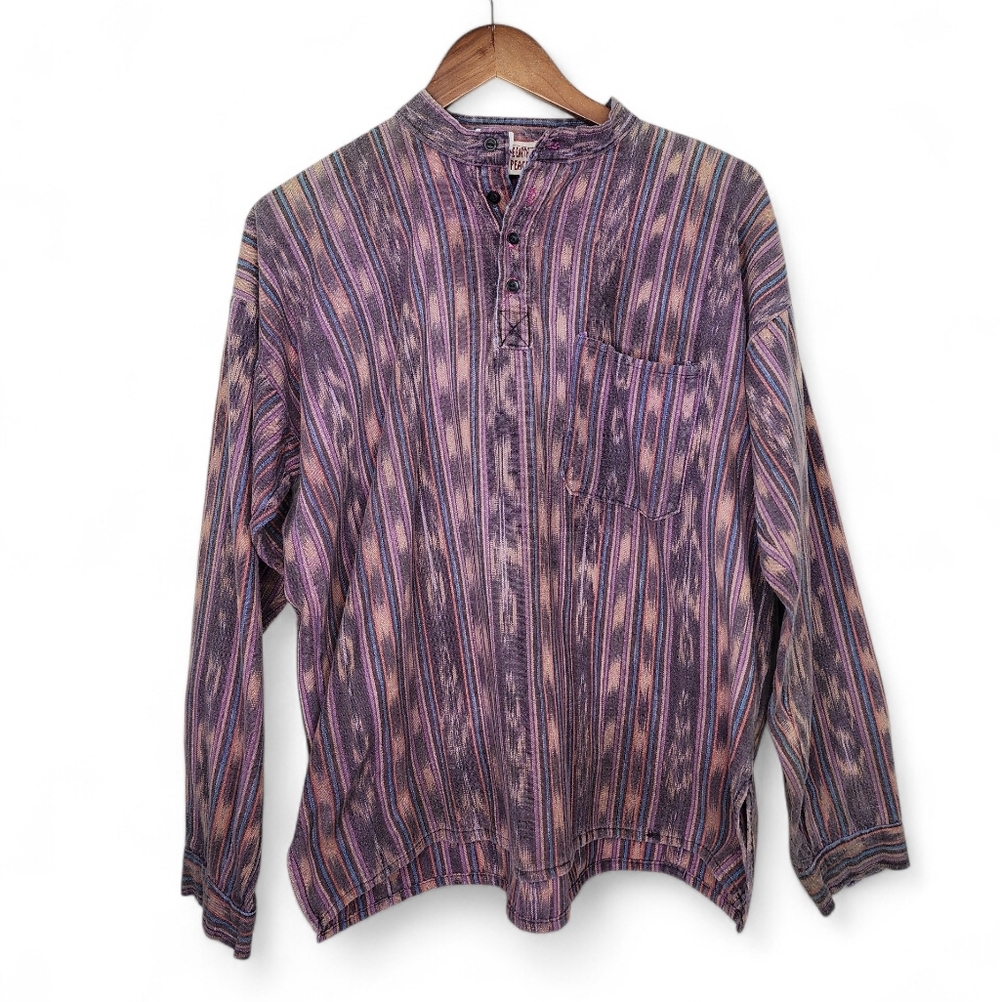 Gypsy Rose Made From The Earth Striped Hippie Boho Guatemala Shirt Size L Unisex